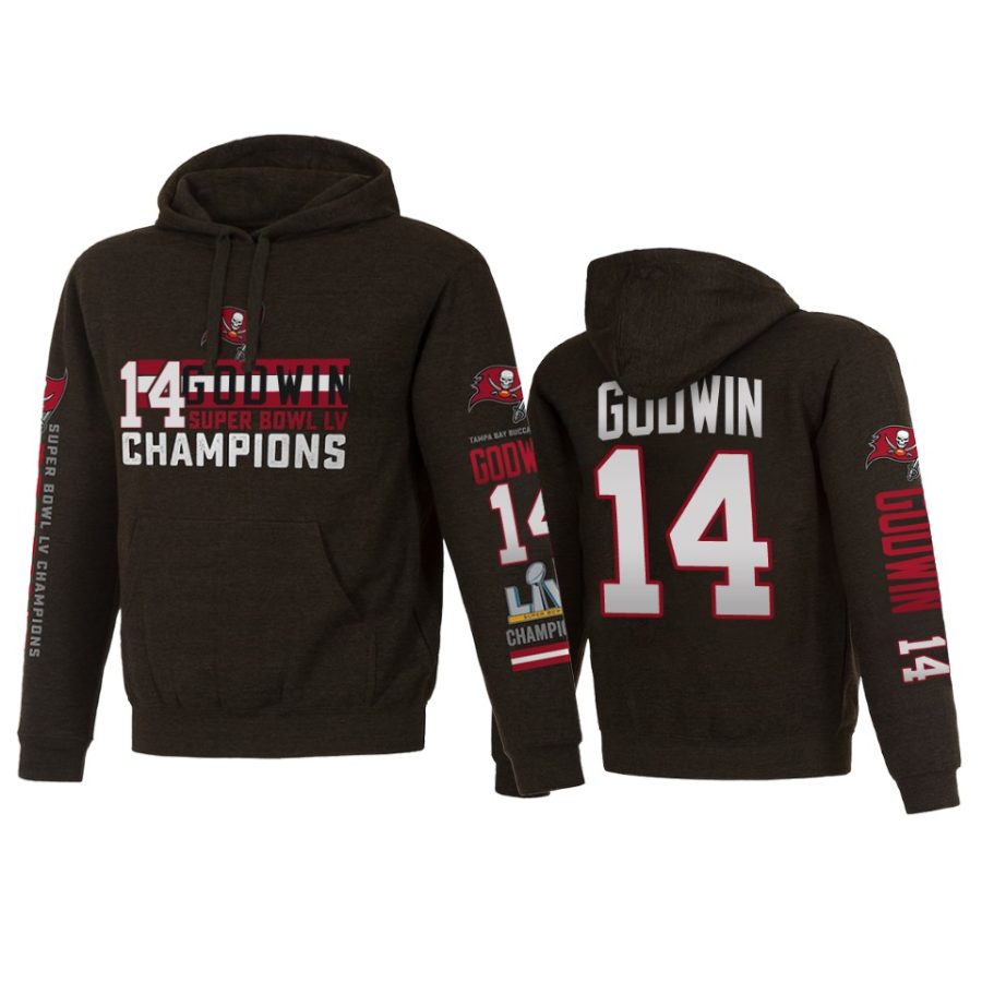 mens tampa bay buccaneers chris godwin charcoal super bowl lv champions name number hoodie