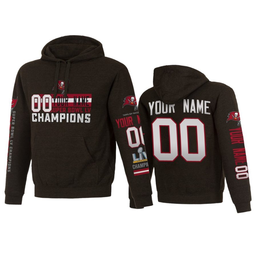 mens tampa bay buccaneers custom charcoal super bowl lv champions name number hoodie