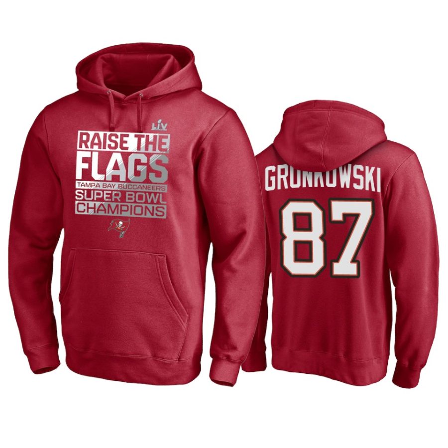 mens tampa bay buccaneers rob gronkowski red super bowl lv champions parade celebration hoodie