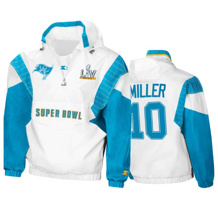 mens tampa bay buccaneers scotty miller white teal super bowl lv crinkle hoodie