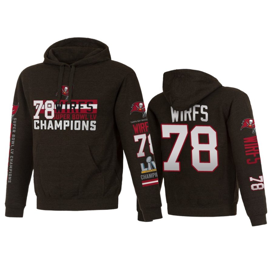 mens tampa bay buccaneers tristan wirfs charcoal super bowl lv champions name number hoodie