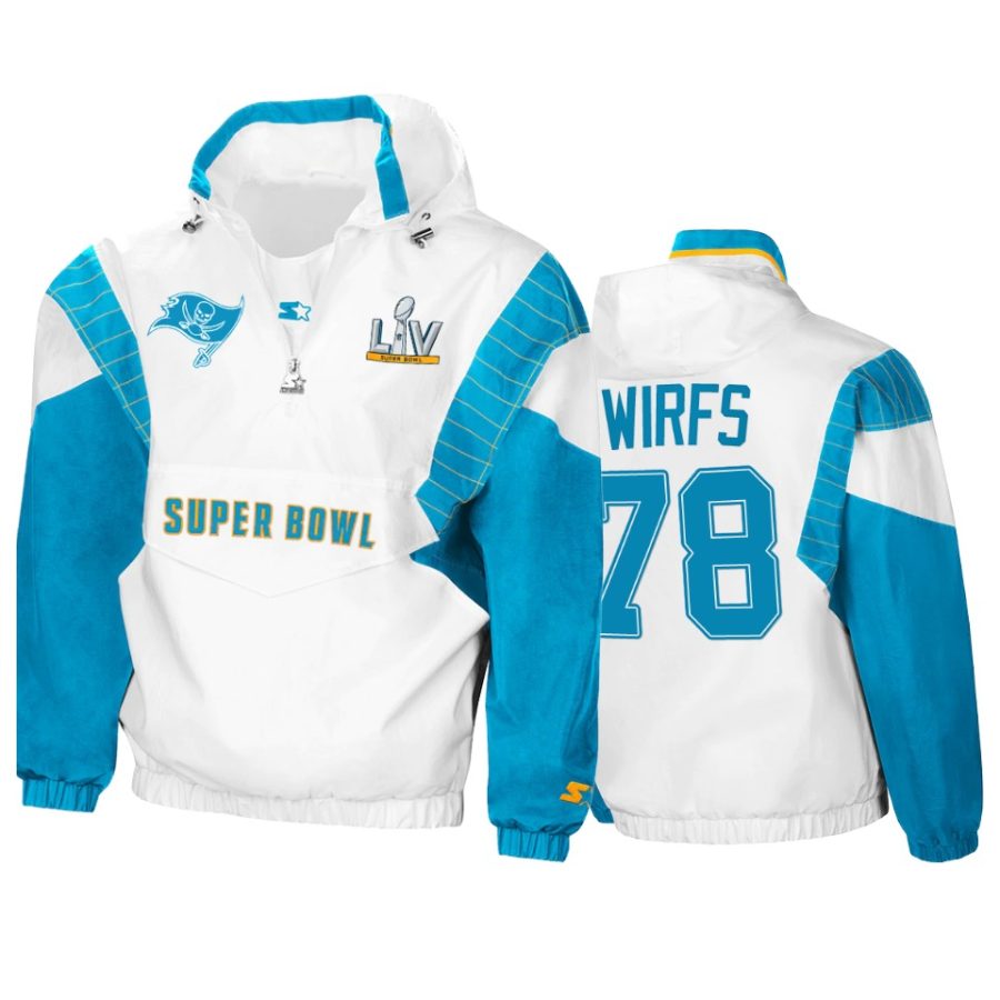 mens tampa bay buccaneers tristan wirfs white teal super bowl lv crinkle hoodie