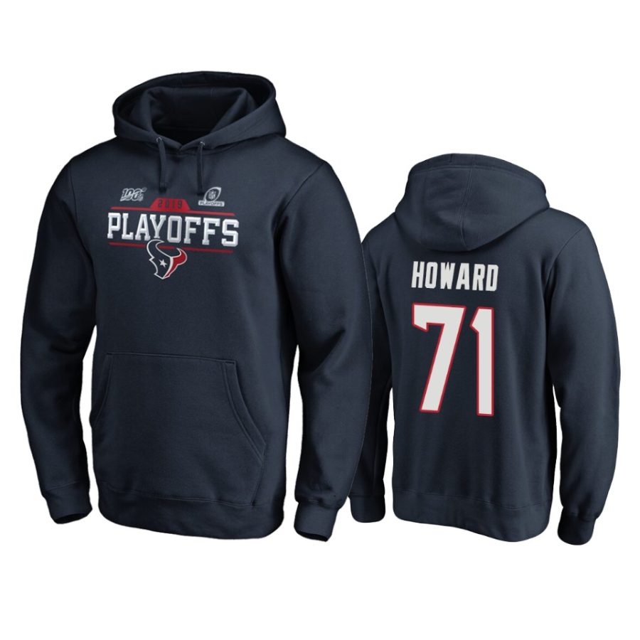 mens texans tytus howard navy 2019 nfl playoffs chip shot pullover hoodie