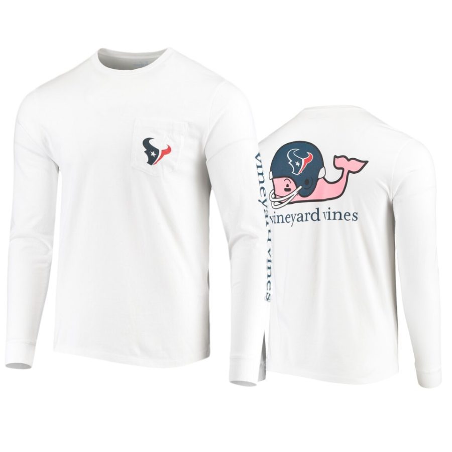 mens texans white whale helmet long sleeve t shirt