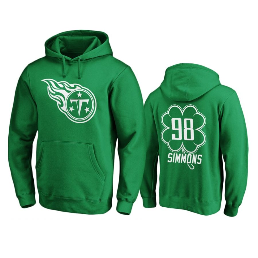 mens titans jeffery simmons green st. patricks day white logo hoodie