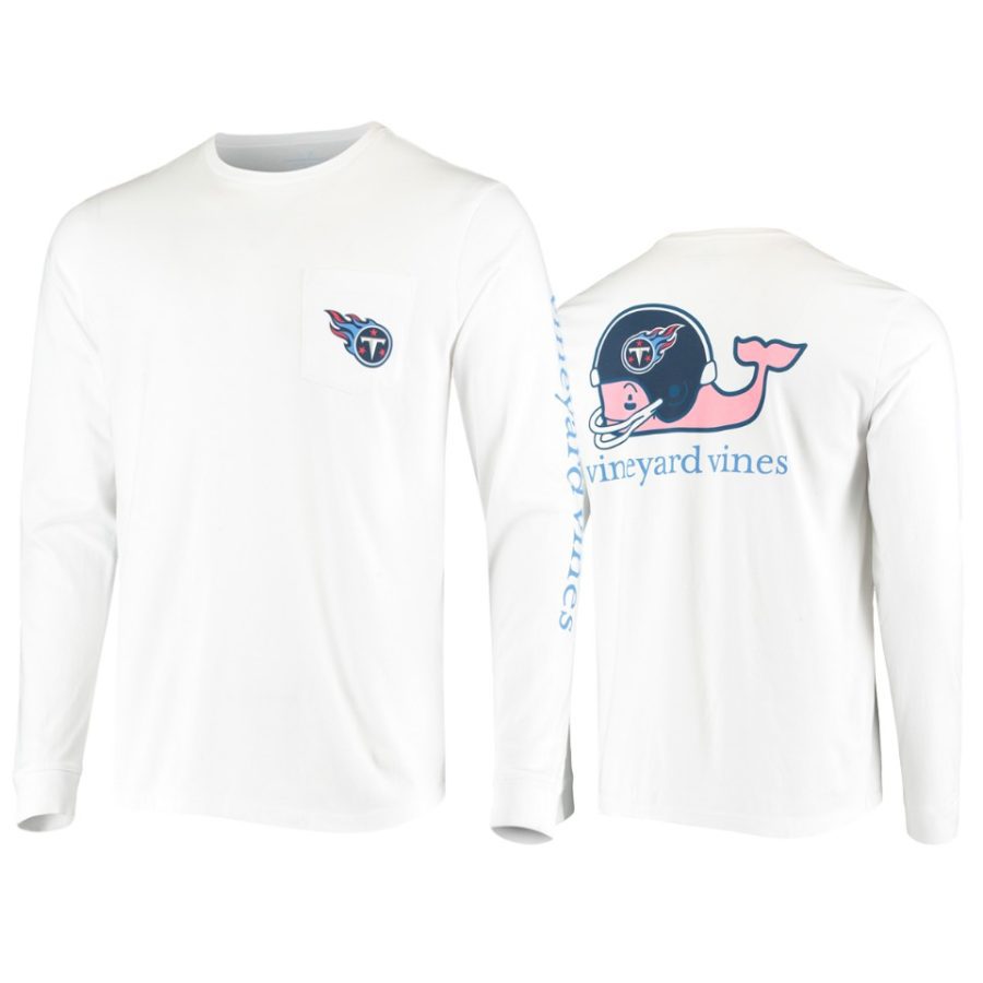 mens titans white whale helmet long sleeve t shirt