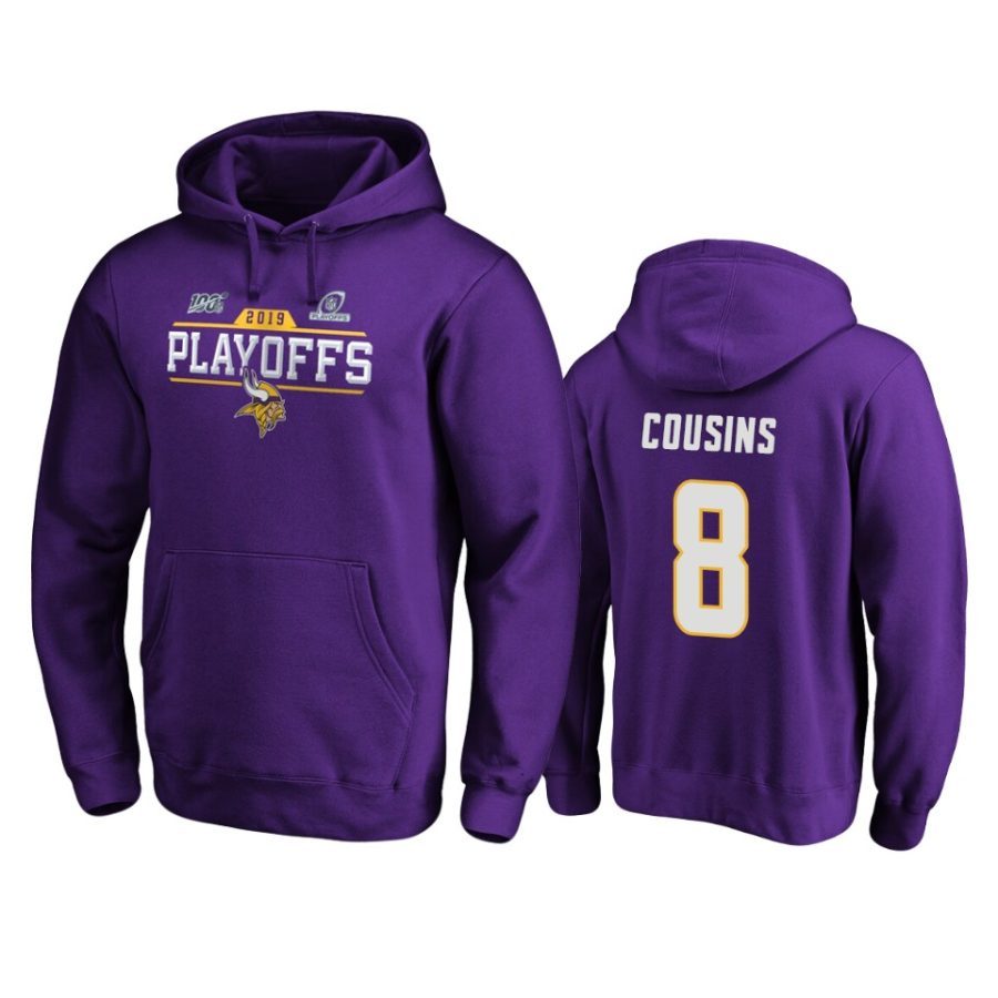 mens vikings kirk cousins purple 2019 nfl playoffs chip shot pullover hoodie