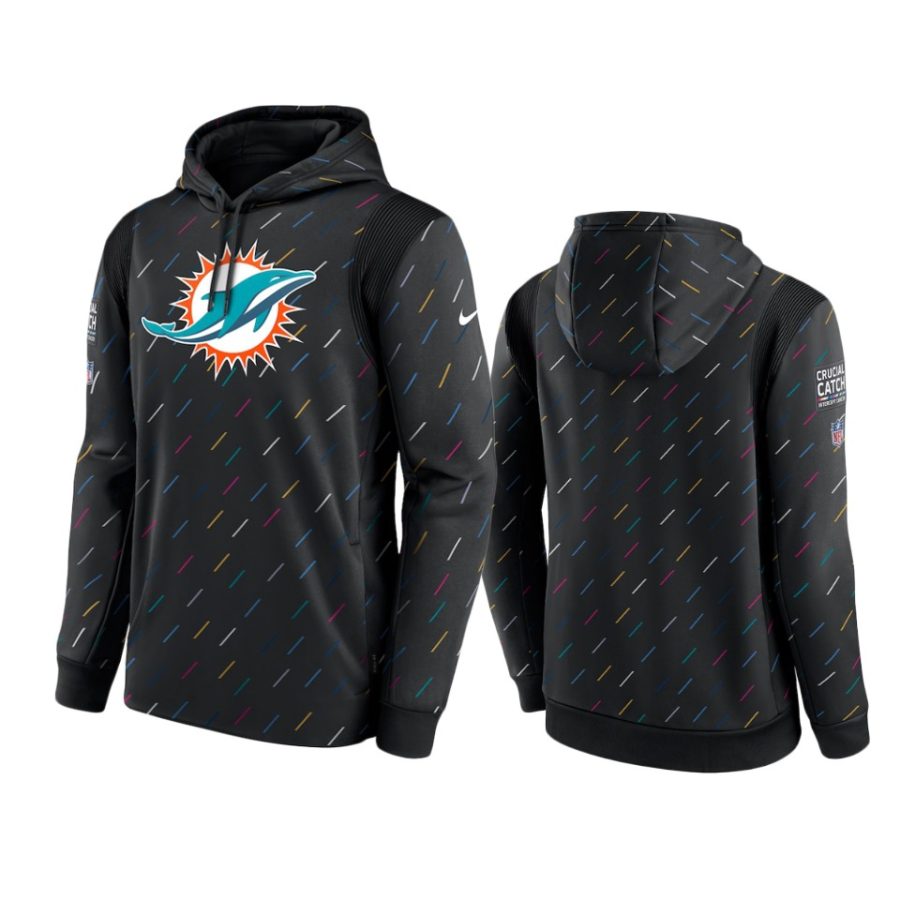 miami dolphins charcoal 2021 nfl crucial catch therma pullover hoodie