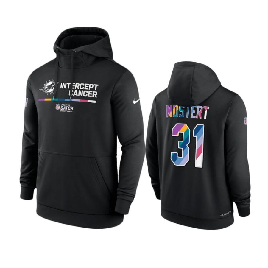 miami dolphins raheem mostert black 2022 nfl crucial catch therma hoodie