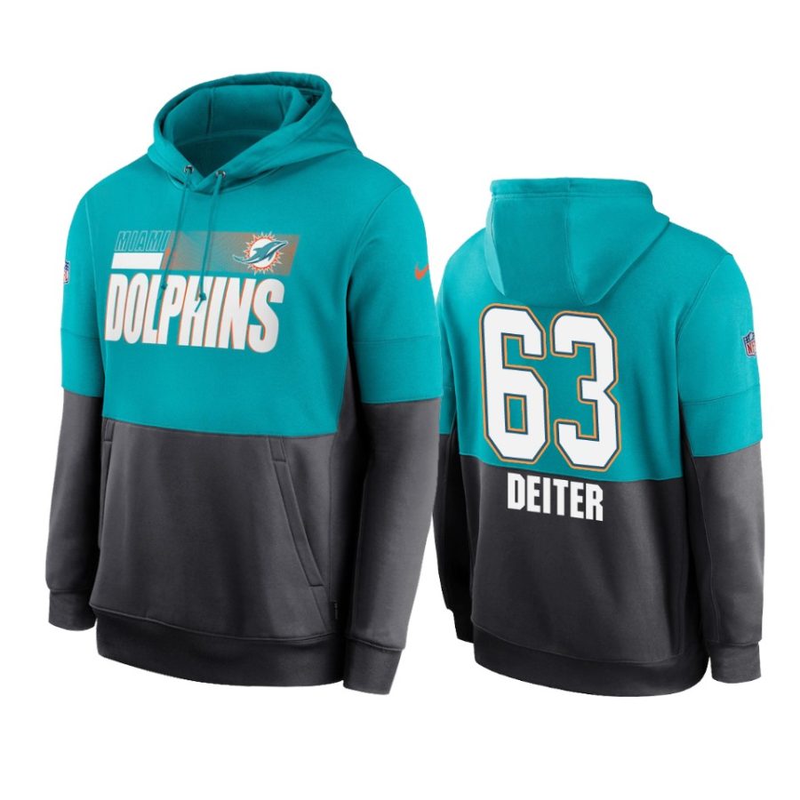 michael deiter dolphins aqua charcoal sideline impact lockup hoodie