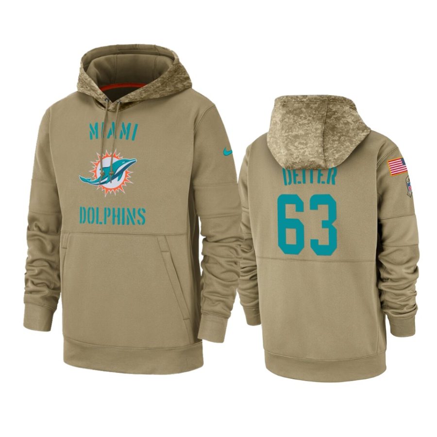 michael deiter dolphins tan 2019 salute to service sideline therma hoodie