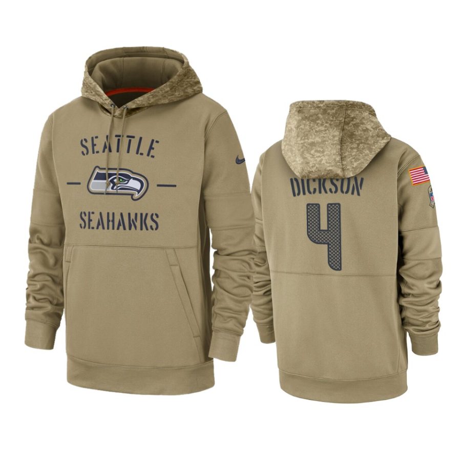 michael dickson seahawks tan 2019 salute to service sideline therma hoodie