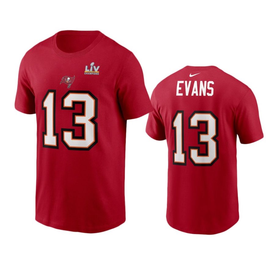 mike evans tampa bay buccaneers red super bowl lv champions name number t shirt