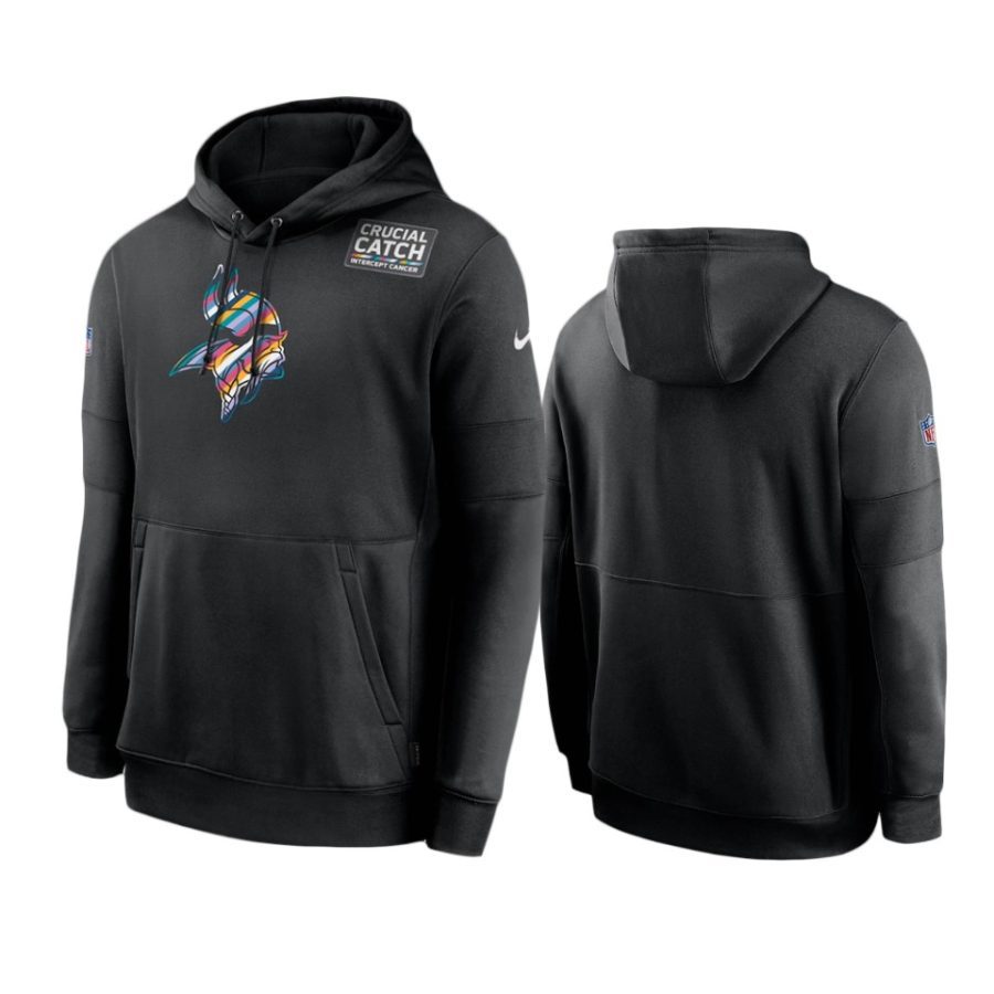 minnesota vikings black crucial catch sideline performance hoodie