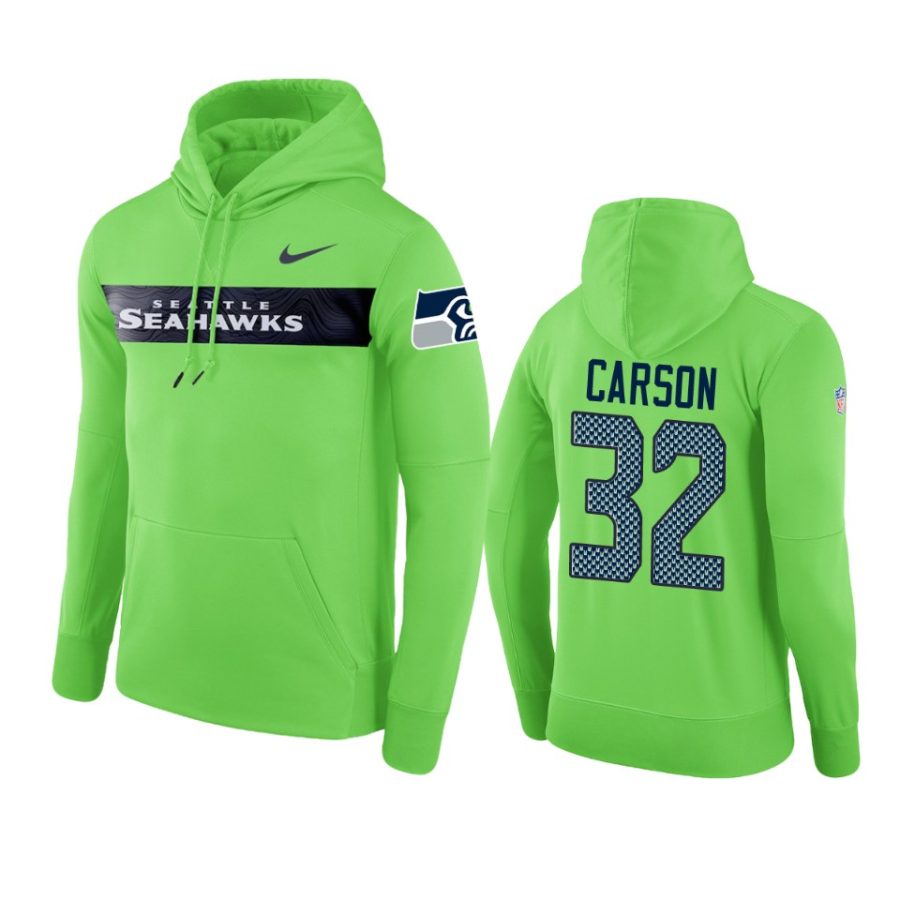 neon green chris carson sideline team hoodie