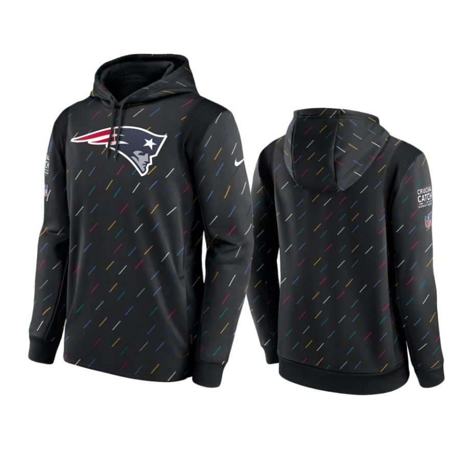 new england patriots charcoal 2021 nfl crucial catch therma pullover hoodie