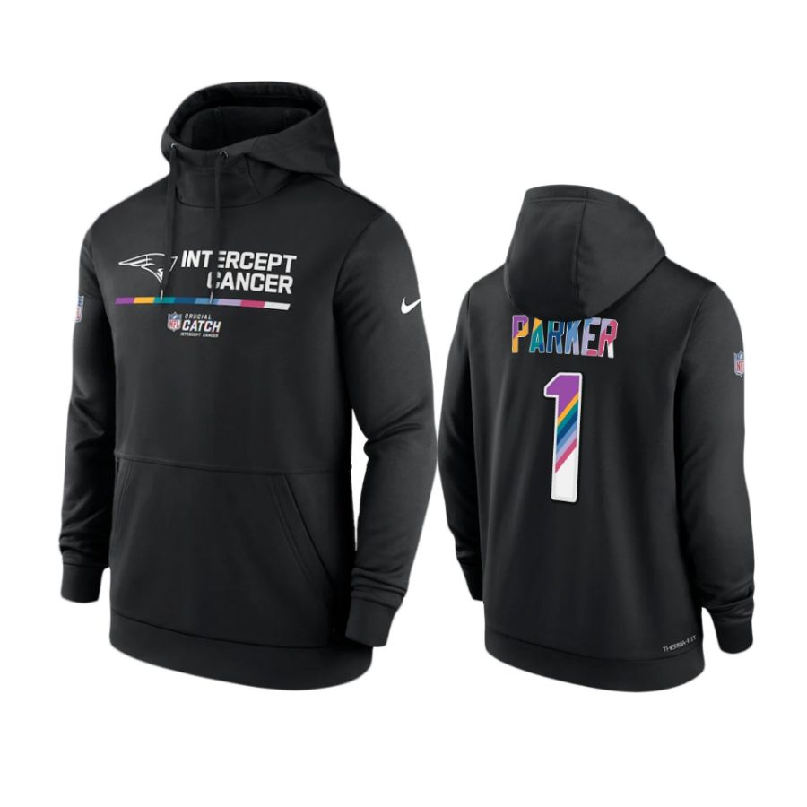 new england patriots devante parker black 2022 nfl crucial catch therma hoodie