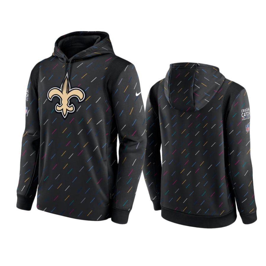 new orleans saints charcoal 2021 nfl crucial catch therma pullover hoodie