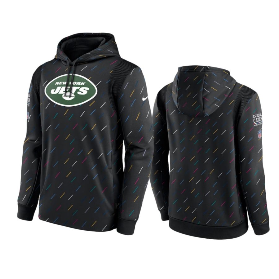 new york jets charcoal 2021 nfl crucial catch therma pullover hoodie