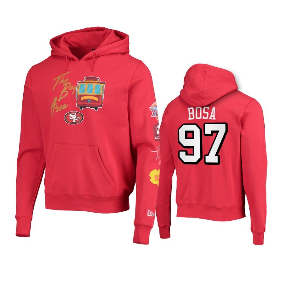 nick bosa 49ers scarlet city transit hoodie