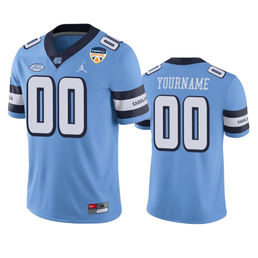 north carolina tar heels custom carolina blue 2021 orange bowl game jersey