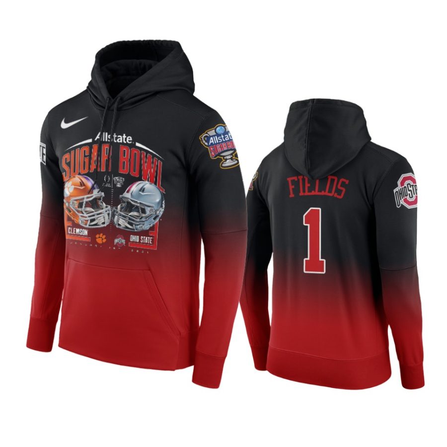 ohio state buckeyes justin fields 2021 sugar bowl red hoodie