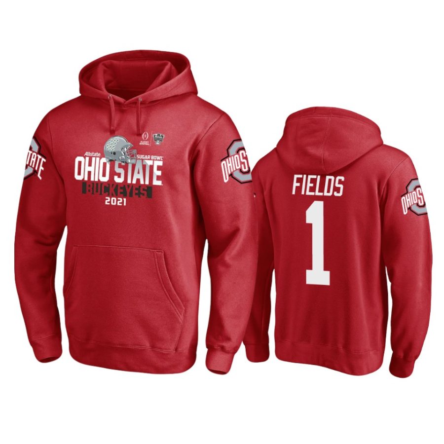 ohio state buckeyes justin fields 2021 sugar bowl scarlet hoodie