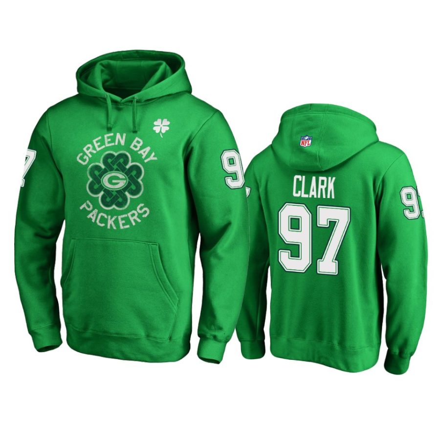 packers 97 kelly green kenny clark st. patricks day hoodie