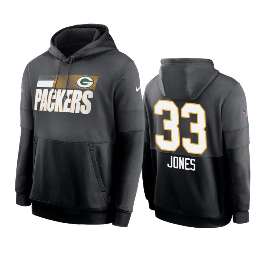 packers aaron jones charcoal black sideline impact lockup hoodie