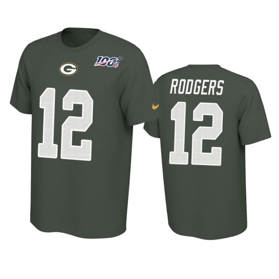 packers aaron rodgers green player pride 100th season tee