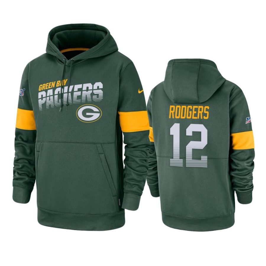 packers aaron rodgers green sideline team logo 100th season hoodie