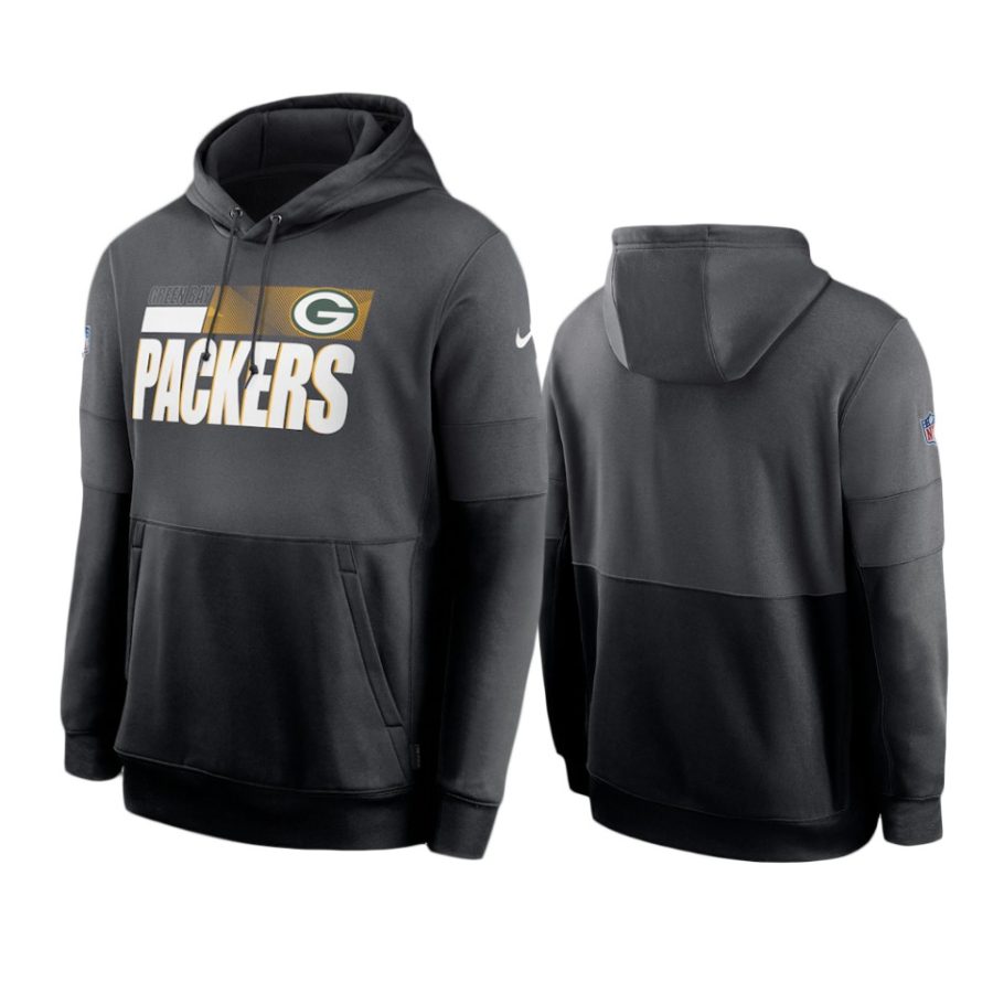 packers charcoal black sideline impact lockup performance hoodie