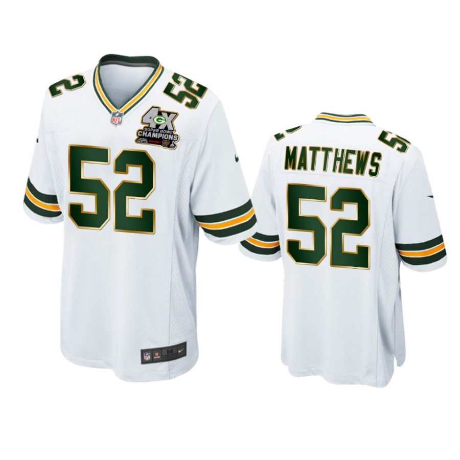 packers clay matthews white 4x super bowl champions patch game jersey