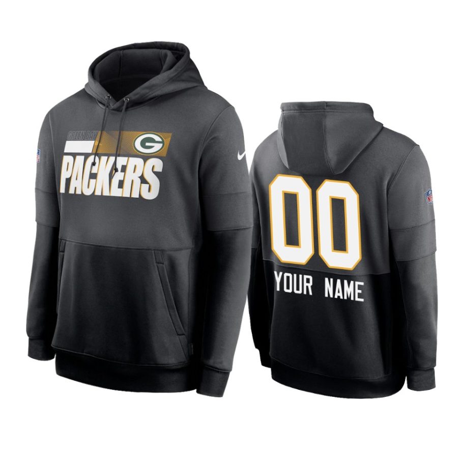 packers custom charcoal black sideline impact lockup hoodie