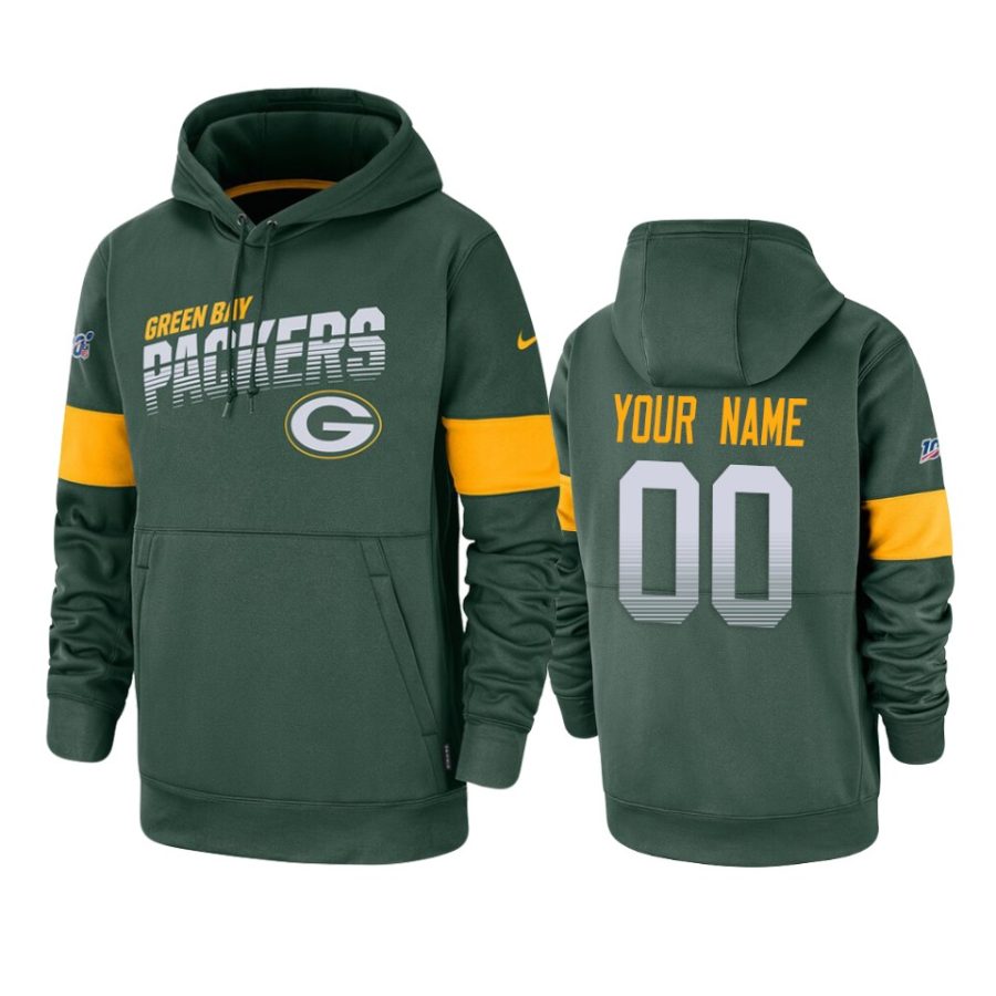 packers custom green sideline team logo 100th season hoodie