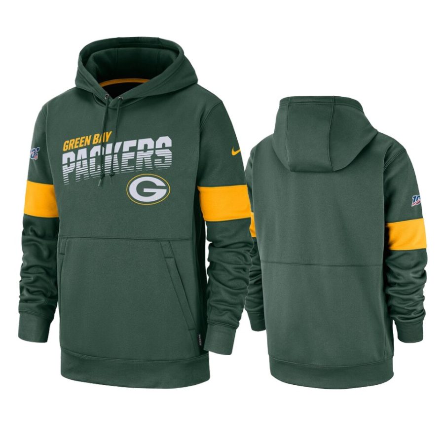 packers green 100th season sideline team logo hoodie