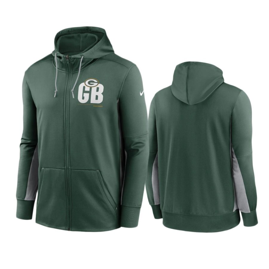 packers green gray mascot performance full zip hoodie