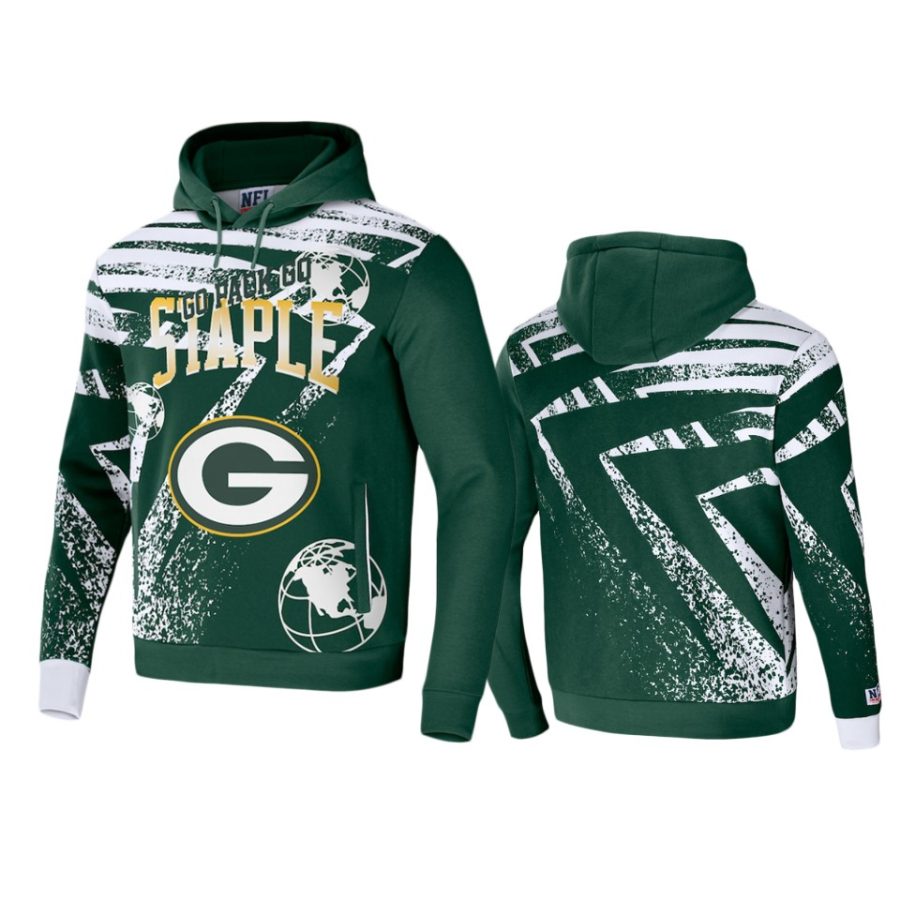 packers hunter green staple all over print hoodie