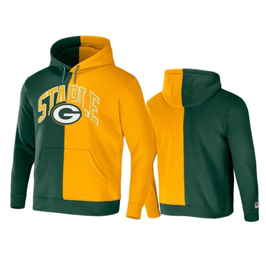 packers hunter green staple split logo hoodie