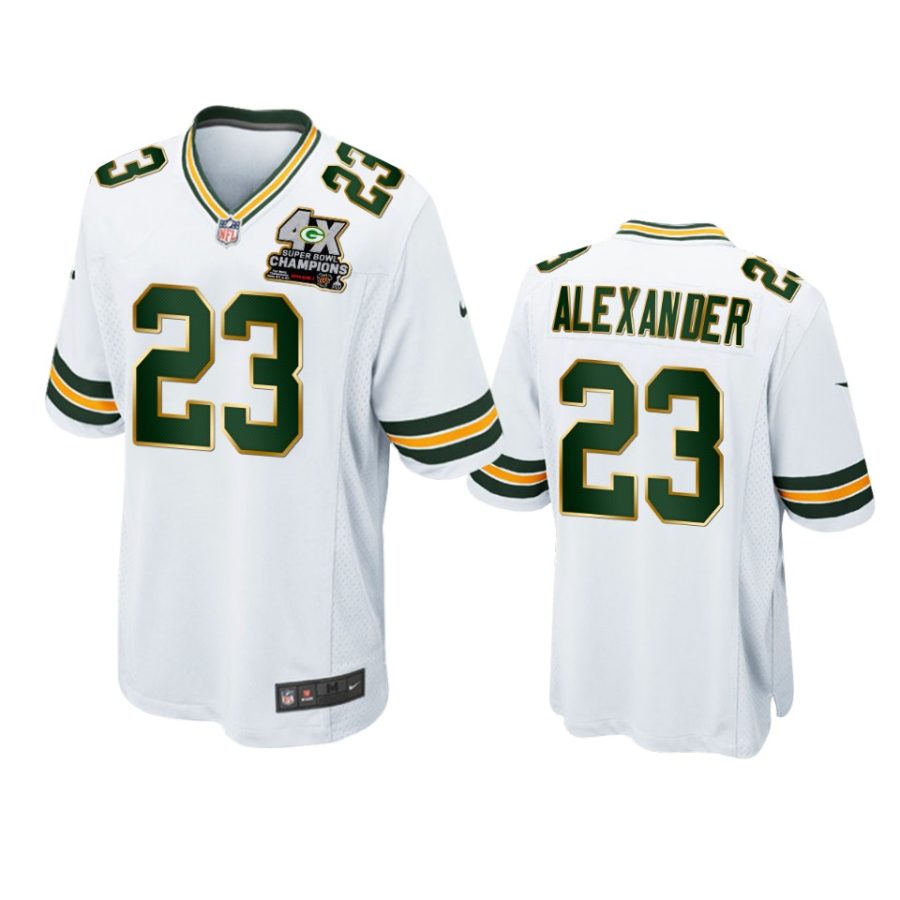 packers jaire alexander white 4x super bowl champions patch game jersey