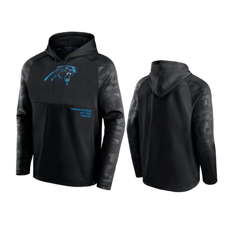 panthers black shade defender raglan hoodie