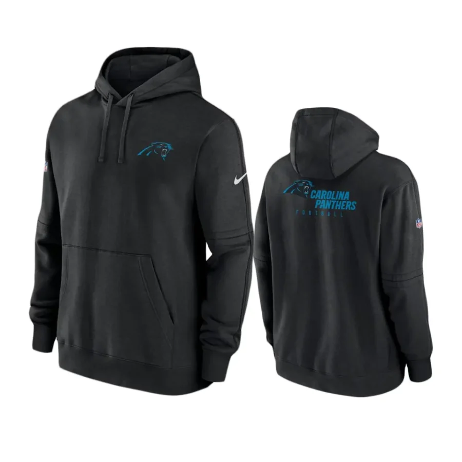 panthers black sideline club fleece hoodie