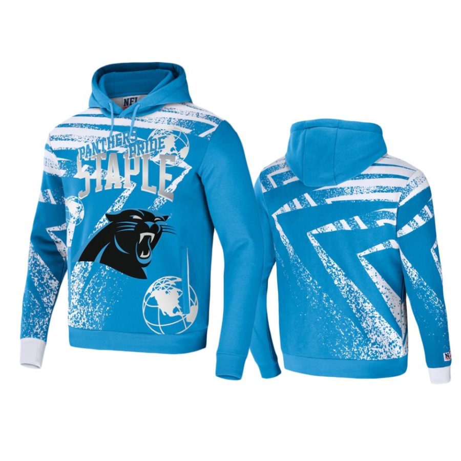 panthers blue staple all over print hoodie