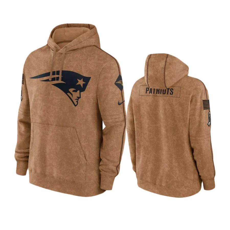 patriots brown 2023 salute to service club hoodie