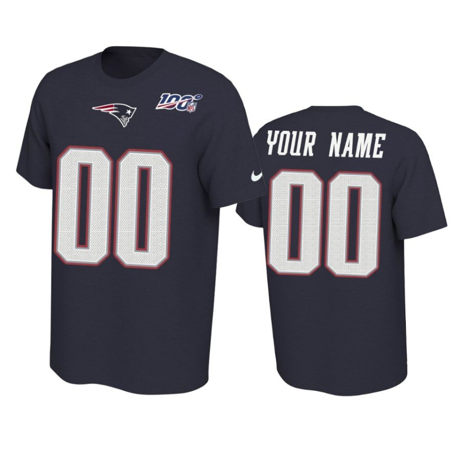 patriots custom navy player pride 100th season tee