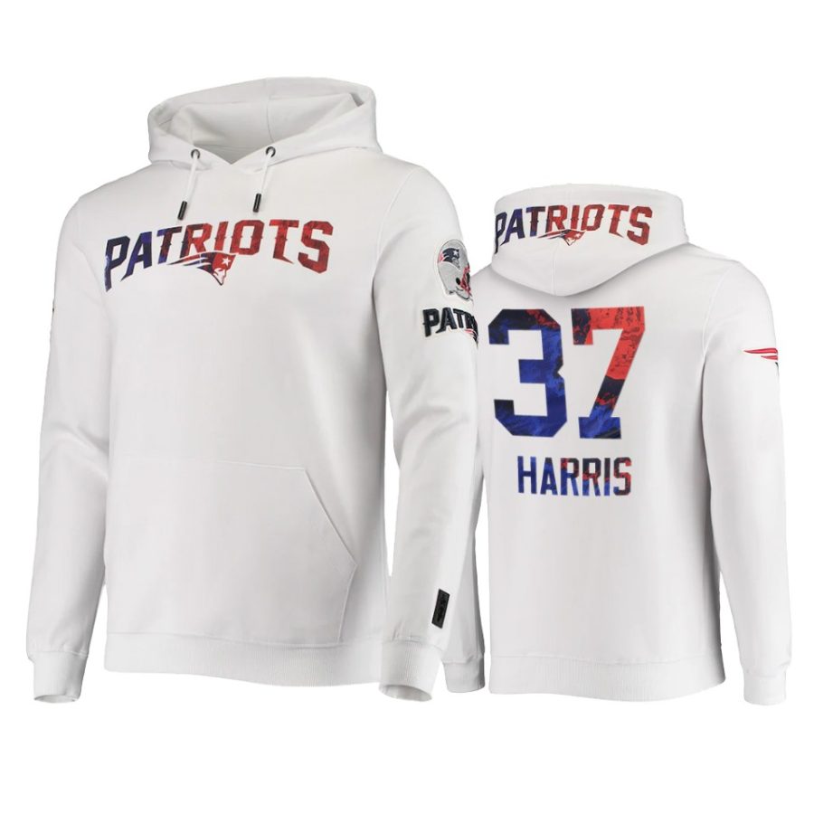 patriots damien harris white americana hoodie