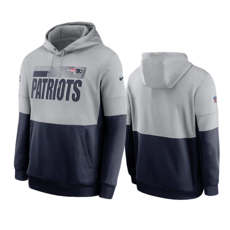 patriots gray navy sideline impact lockup performance hoodie