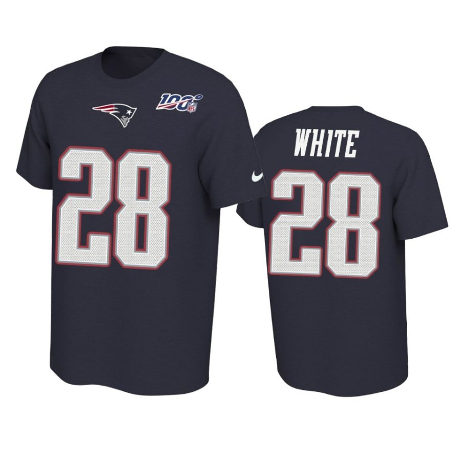 patriots james white navy player pride 100th season tee