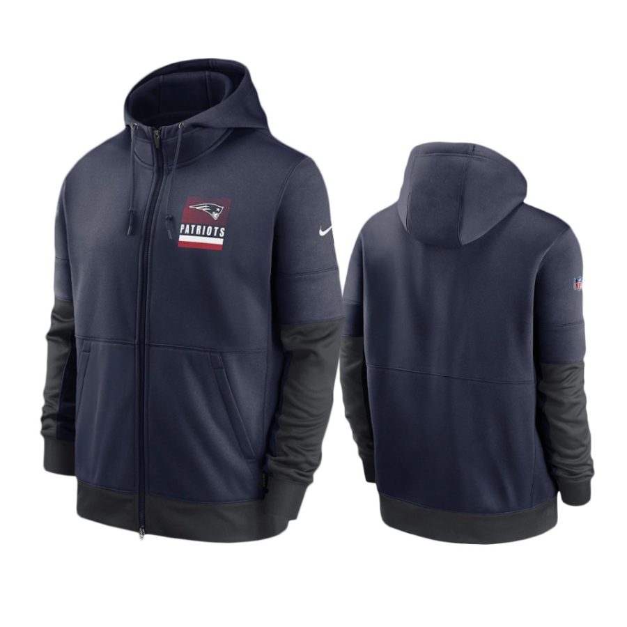 patriots navy sideline impact lockup full zip hoodie