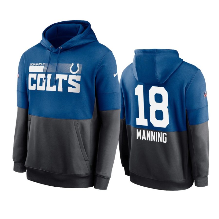 peyton manning colts royal charcoal sideline impact lockup hoodie